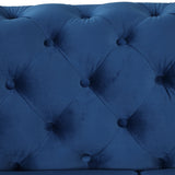 85.5" Velvet Upholstered Sofa with Sturdy Metal Legs, Blue