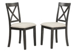 5 Piece Dining Set with Upholstered chairs - Brown/White