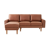 82.2" Suede Sofa with Left Facing Chaise, Brown