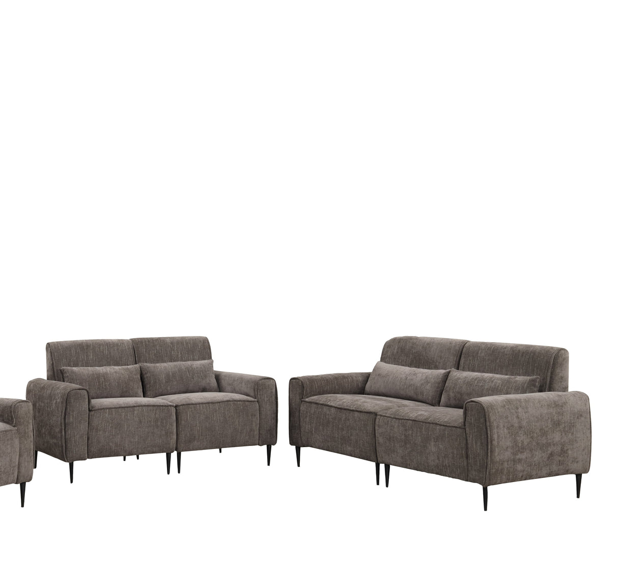 Valentina 74" Gray Chenille Sofa and Loveseat Living Room Set