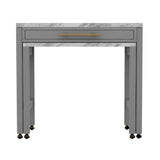 Faux marble Light Gray Counter Height Table with Extension, Drawer and 2 Nested Stools