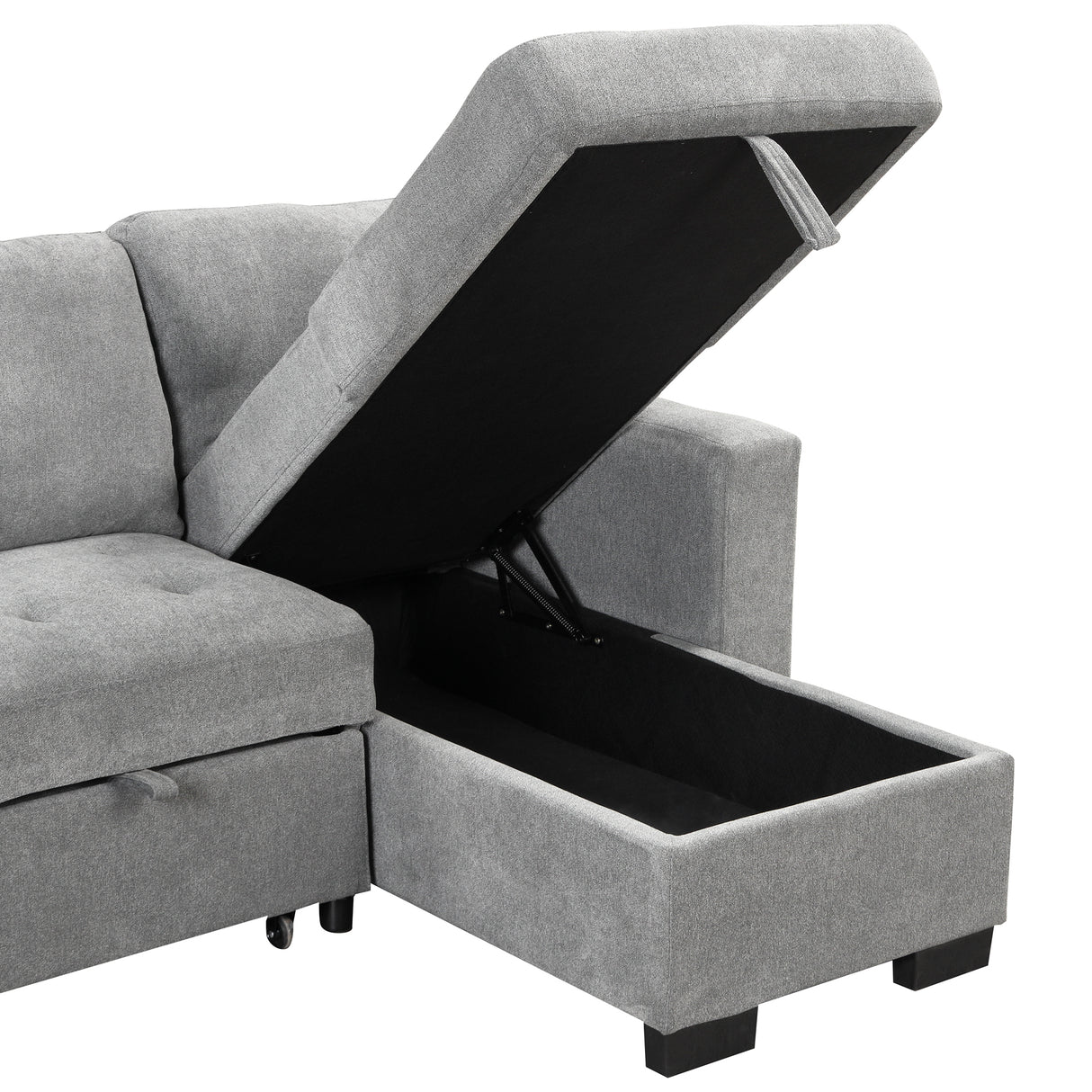 Sleeper Sofa Chaise with Storage  and USB Charger - Gray