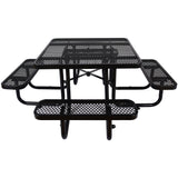 Square Outdoor Steel Picnic Table , With Umbrella Pole