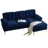 83" Modern Velvet Sofa Chaise - Blue