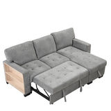 Sleeper Sofa Chaise with Storage  and USB Charger - Gray