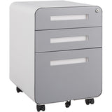 3 Drawer Mobile File Cabinet Under Desk Office, Simple Style Versatile Storage Cabinet For Legal / Letter / A4 Files, 5 Wheel Design Anti-Tilting Cold Rolled Steel Waterproof Moisture-Proof