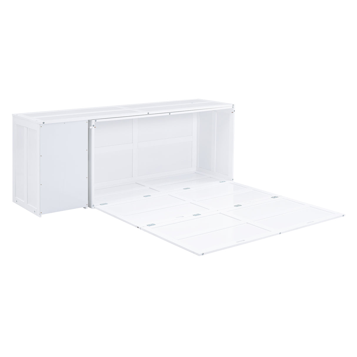 Queen Size Murphy Bed with Rotable Desk, White