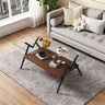 Rectangle Coffee Table With Tempered Glass Top And Shelf, Modern Table For Living Room