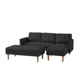 Right Facing Sofa Chaise with Ottoman - Black