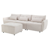 113.3" Modular Sectional Sofa with Ottoman and USB and USB-C Ports - Beige