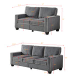 Corduroy Living Room Set Including Sofa and Love Seat -  Dark Grey