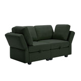 2 Pc Living room Set With Hidden Storage Under Seat and Adjustable Arms and Backs - Green