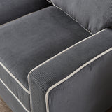 Corduroy Living Room Set Including Sofa and Love Seat -  Dark Grey