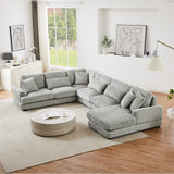 129" Oversized U-shaped Sofa Sectional in Soft Corduroy with a Chaise Lounge , Grey