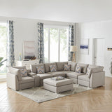 Amira - Fabric Reversible Modular Sectional Sofa With USB Console And Ottoman