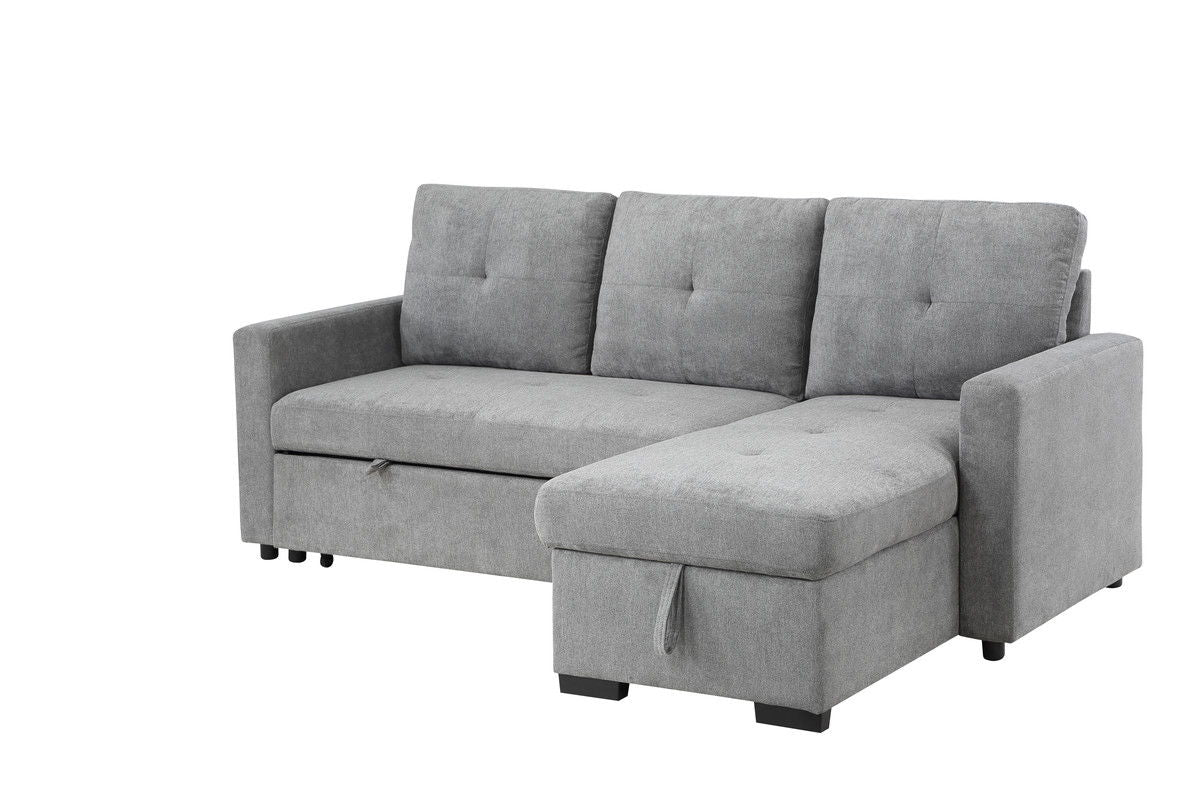 Serenity - 5" Fabric Reversible Sleeper Sofa With Storage Chaise - Gray