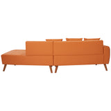 107" Contemporary Sofa with a Round Storage Ottoman and Three Removable Pillows - Orange