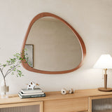 Asymmetrical Framed Mirror - Natural Wood