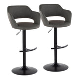 Margarite - Contemporary Adjustable Barstool With Swivel With Rounded T Footrest (Set of 2)