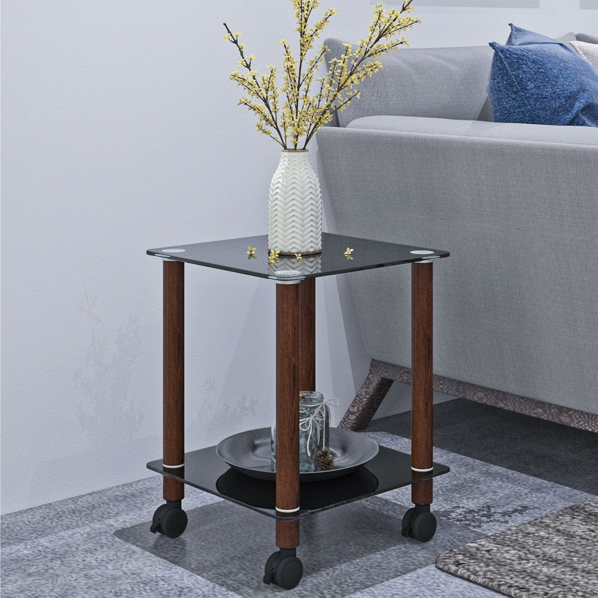 Side Table, 2 Tier Space End Table, Modern Night Stand, Sofa Table, Side Table With Storage Shelve