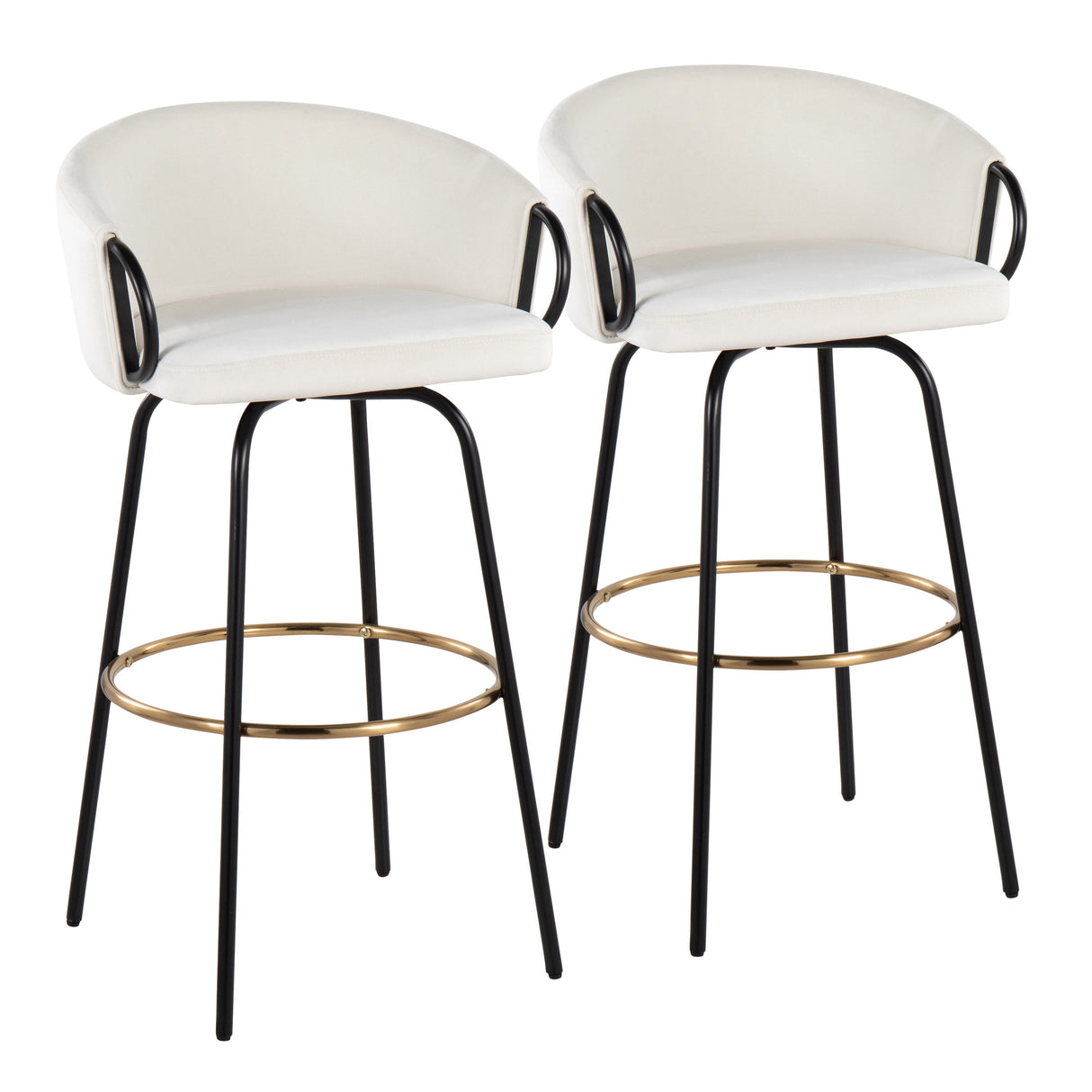 Claire - Contemporary / Glam Barstool With Footrest (Set of 2)