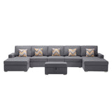 Nolan - Fabric 6 Piece Sectional Sofa With Pillows And Interchangeable Legs