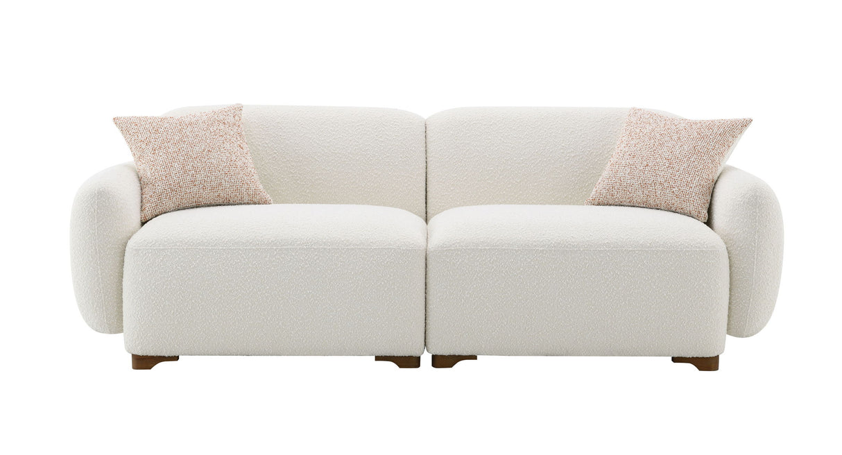 Darius - Boucle Sofa With 2 Toss Pillows - Beige