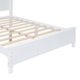 Full Size Wood Platform Bed with Slat Support, White