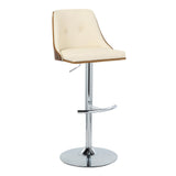 Gianna - Mid Century Modern Adjustable Barstool With Swivel With Rounded T Footrest (Set of 2)