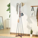 Reclaimed Wood And Metal Freestanding Coat Rack With Hooks - Natural