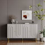 Modern Lacquered 4 Door Cabinet Sideboard Buffet Server Cabinet Storage Cabinet, For Living Room, Entryway, Hallway, Office, Kitchen And Dining Room