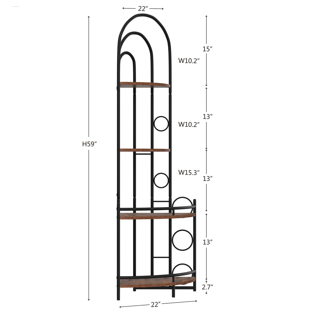 4 Tier Corner Bookshelf - Antique Brown / Black