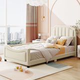 Upholstered Daybed With Classic Stripe Shaped Headboard